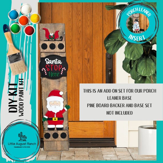 Santa Stop Here Add On Kit for Porch Leaner Toppers DIY Kit - Wood Blanks for Painting and Crafting