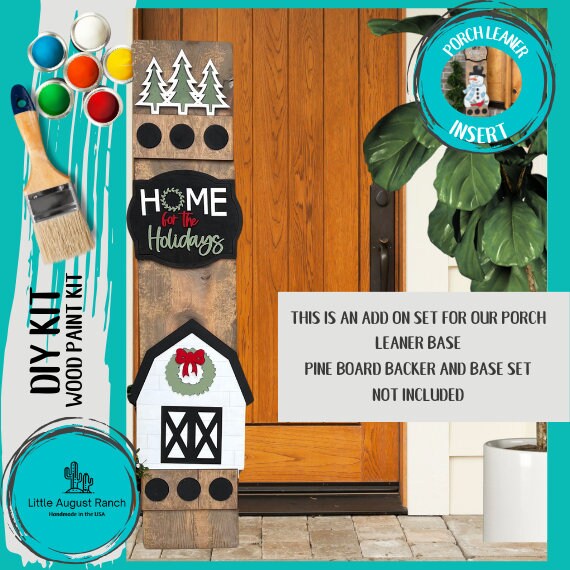 Home for the Holidays Christmas Add On Kit for Porch Leaner Toppers DIY Kit - Wood Blanks for Painting and Crafting