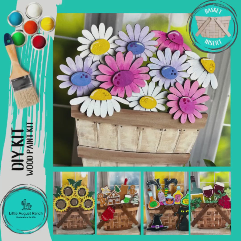 DIY New Year Insert for Interchangeable Basket Decor - Wood Blank for Painting