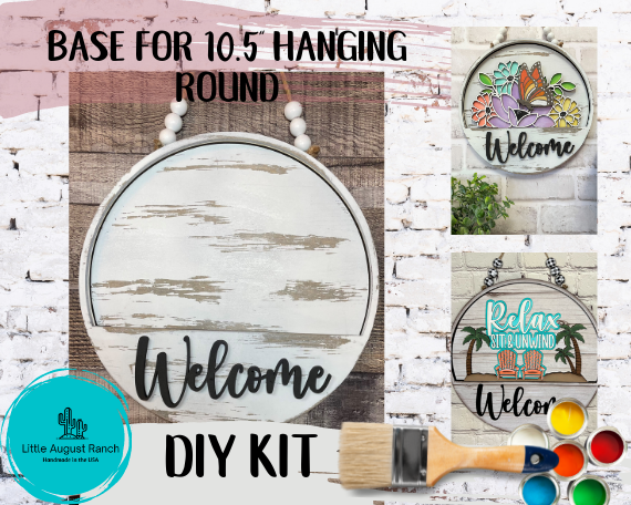 Welcome Little August Ranch DIY Door Hanger Base - Base for Interchangeable Paint it Yourself Inserts - base for 10 hanging round inserts.