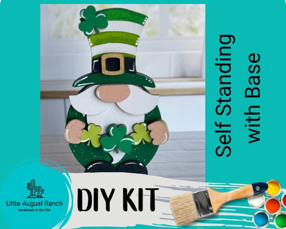 St Patrick's Gnome DIY - Standing Gnome on Base - DIY Paint Kit