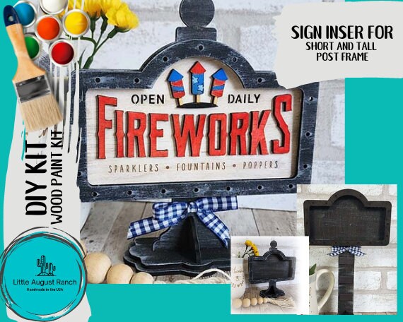 DIY fireworks Interchangeable Sign - Drop in Frame - Wood Kit