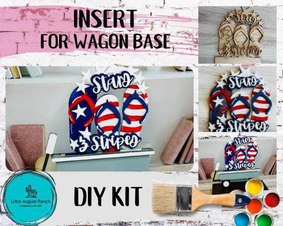 4th of July Flip Flops Insert for Interchangeable Inserts - Unfinished Decor - Freestanding Shelf Decor - Paint it Yourself DIY Kit