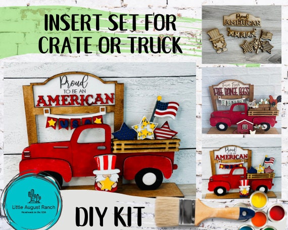 4th of July Insert for Crate or Truck - DIY Interchangeable Market - Freestanding Shelf Decor - Paint it Yourself Kit