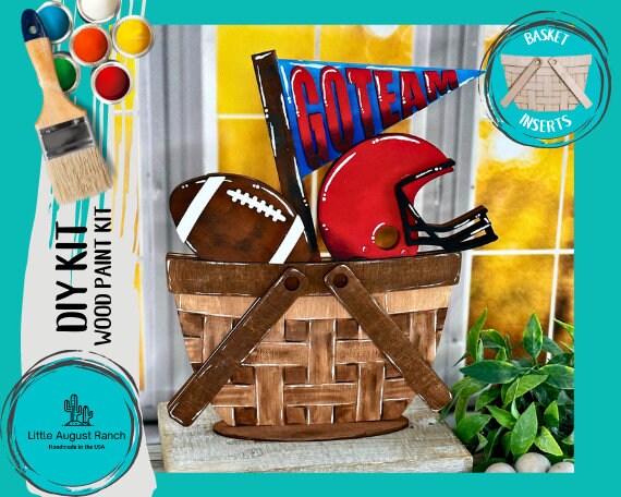 DIY Football Basket Insert for Interchangeable Basket Decor - Wood Blank for Painting - Inserts for Basket