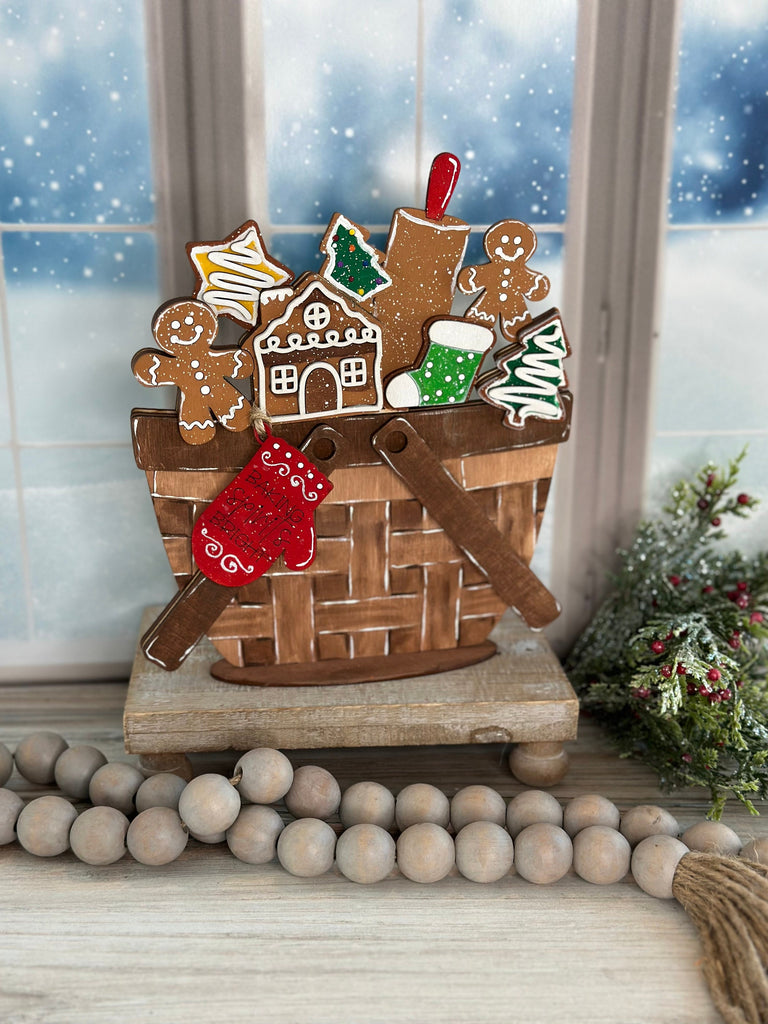 DIY Christmas Baking Basket Insert for Interchangeable Basket Decor - Wood Blank for Painting