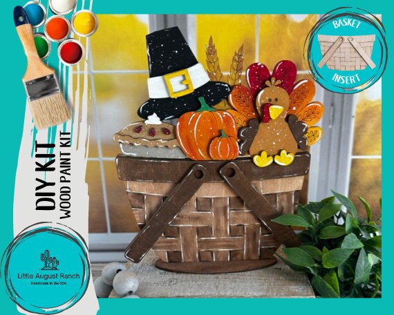 DIY Thanksgiving Turkey Insert for Interchangeable Basket Decor - Wood Blank for Painting - Inserts for Basket