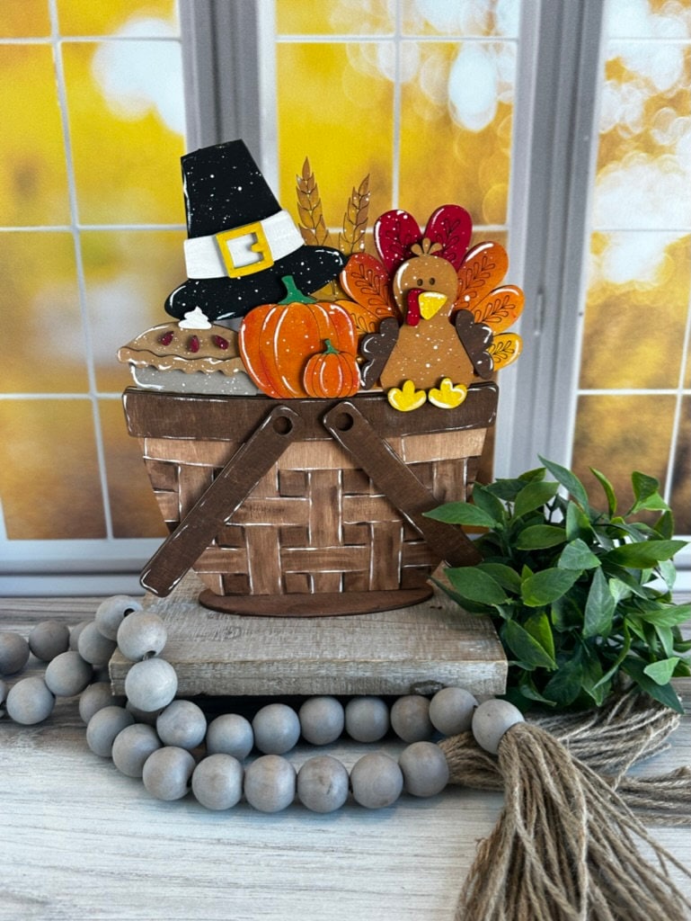 DIY Thanksgiving Turkey Insert for Interchangeable Basket Decor - Wood Blank for Painting - Inserts for Basket
