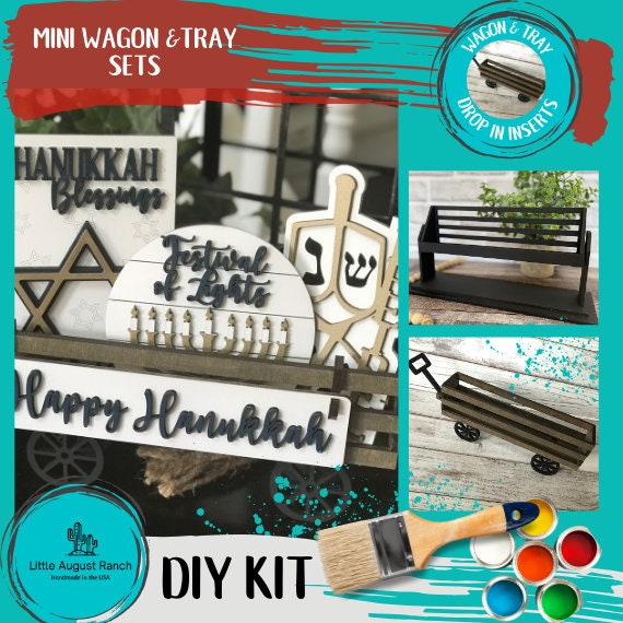 Hanukkah DIY Mini Tray Sets - Wood Blanks for Crafting and Painting