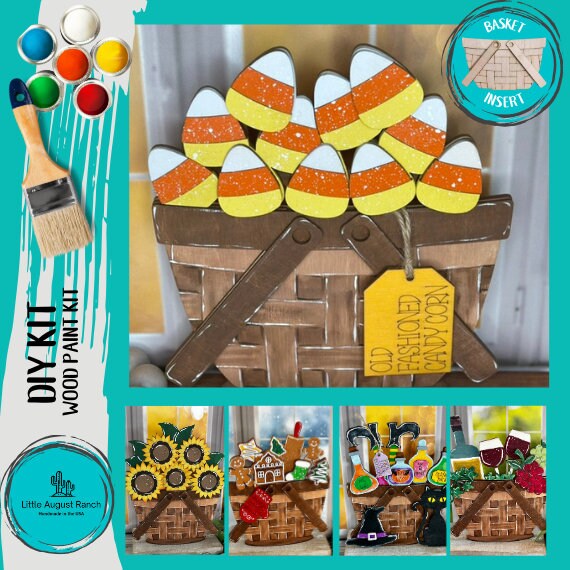 DIY Candy Corn Insert for Interchangeable Basket Decor - Wood Blank for Painting