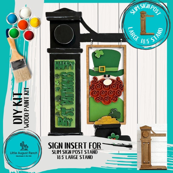 St Patrick's Day Add-on for Slim Sign Post Holder- DIY Wood Blanks for Crafting and Painting, Home Decor