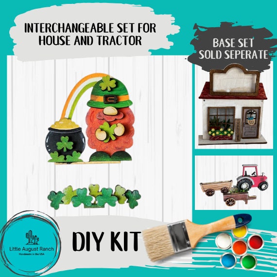 St Patrick's Day DIY Interchangeable Add-ons for House and Tractor - Wood Blanks for Crafting and Painting