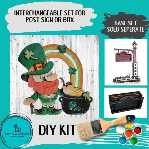 St Patrick's Day DIY Interchangeable Add-ons for Sign Post and Box - Wood Blanks for Crafting and Painting