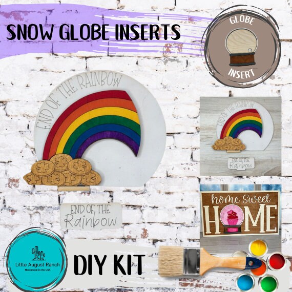 St Patrick Rainbow Insert for Snow Globe DIY Interchangeable Decor Inserts - Wood Paint Kit - Home Decor