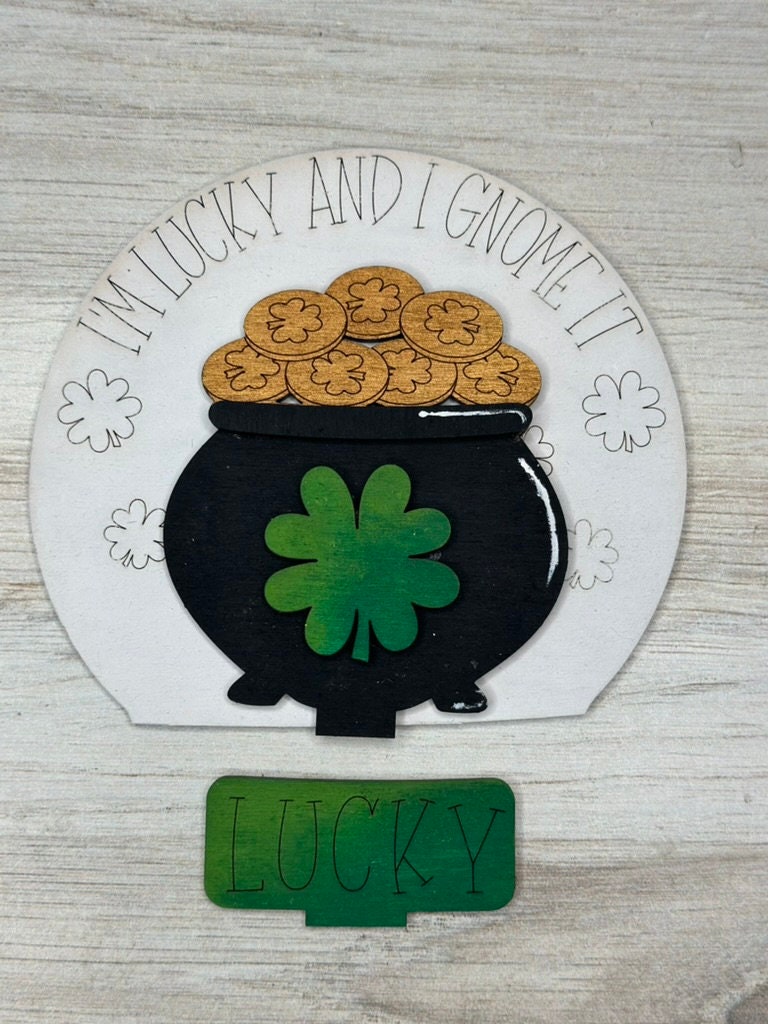 St Patrick Day Lucky Pot of Gold Insert for Snow Globe DIY Interchangeable Decor Inserts - Wood Paint Kit - Home Decor