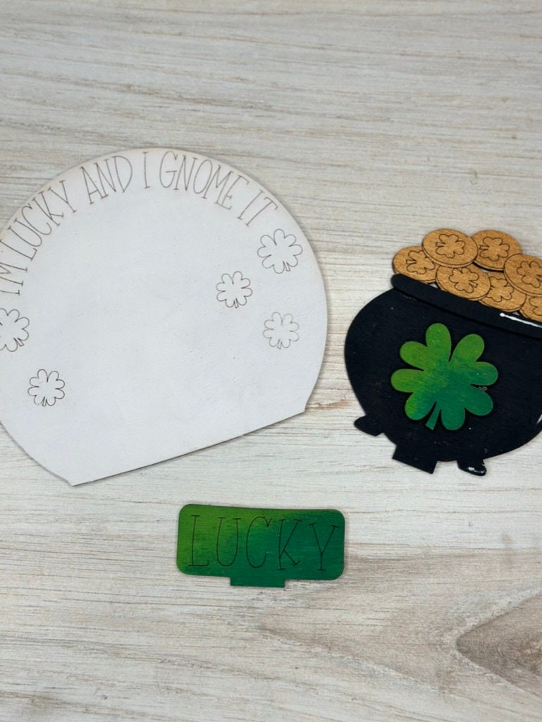 St Patrick Day Lucky Pot of Gold Insert for Snow Globe DIY Interchangeable Decor Inserts - Wood Paint Kit - Home Decor