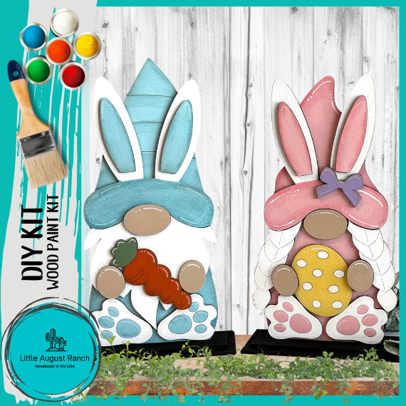 Pair of Easter Bunny Gnomes DIY - Wood Blanks for Painting and Crafting