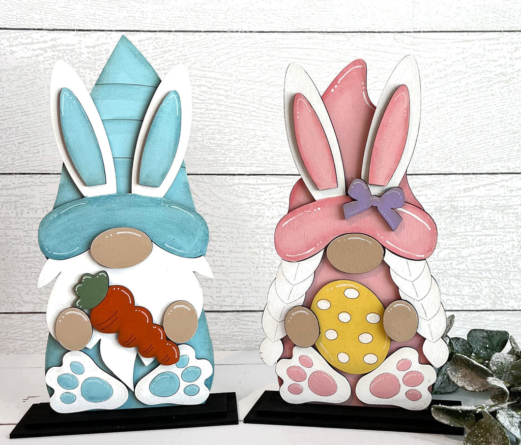 Pair of Easter Bunny Gnomes DIY - Wood Blanks for Painting and Crafting