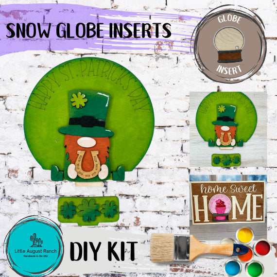St Patrick Leprechaun Gnome Insert for Snow Globe DIY Interchangeable Decor Inserts - Wood Paint Kit - Home Decor