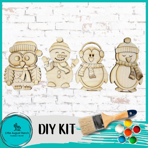 DIY Winter Friends Kit - Wood Blanks for Painting and Crafting