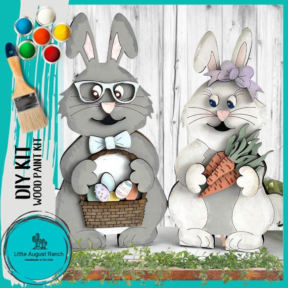 Chunky Easter Bunny Couple DIY - Wood Blanks for Painting and Crafting