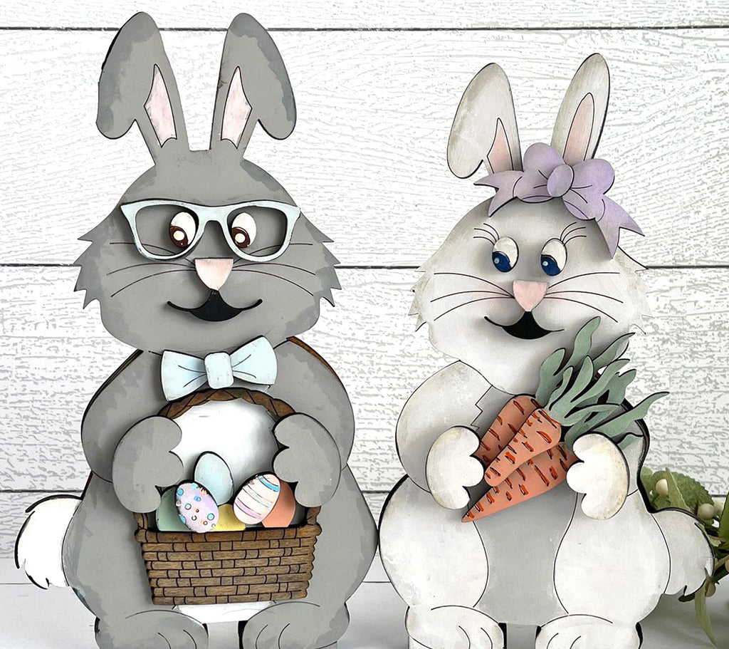 Chunky Easter Bunny Couple DIY - Wood Blanks for Painting and Crafting
