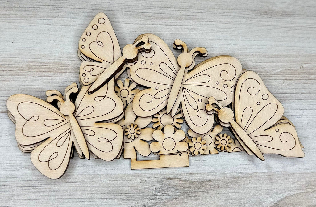 DIY Spring Butterfly Insert for Interchangeable Basket Decor - Wood Blank for Painting - Inserts for Basket