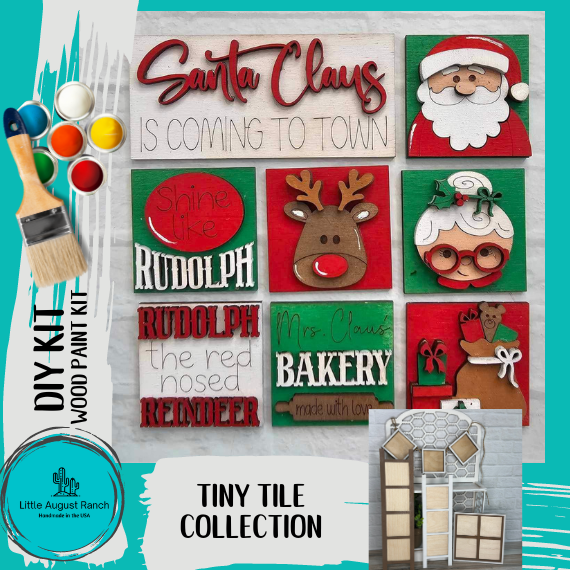 Little August Ranch's Santa Tiny Tile for Interchangeable Frame Wood Decor - DIY home Decor is coming to town.