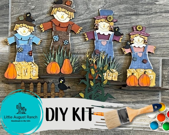 Fall Tiered Tray Decor Bundle DIY Scarecrow -Build a Family Kit