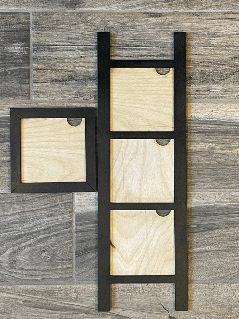 Leaning Frames for Interchangeable Wood Tiles - Ladder Decor