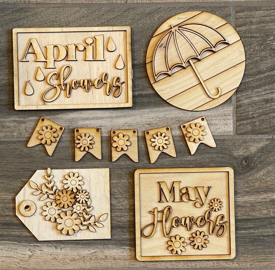 Spring Tiered Tray DIY Kit - April Showers bring May Flowers