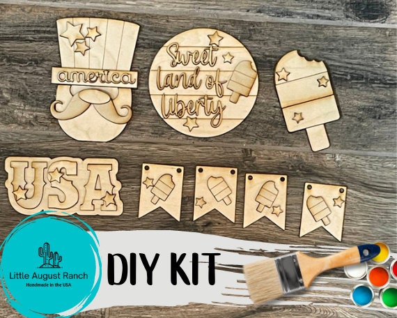 DIY Uncle Sam Tiered Tray- USA Bundle- Sweet Land of Liberty - 4th of July Popsicle Wood Blanks to Paint
