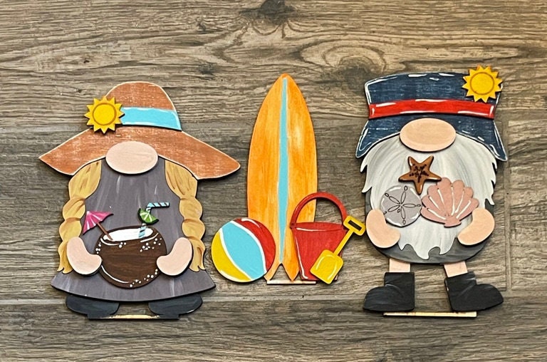 Summer Beach Freestanding Wood Gnome Outfits- Interchangeable Gnomes