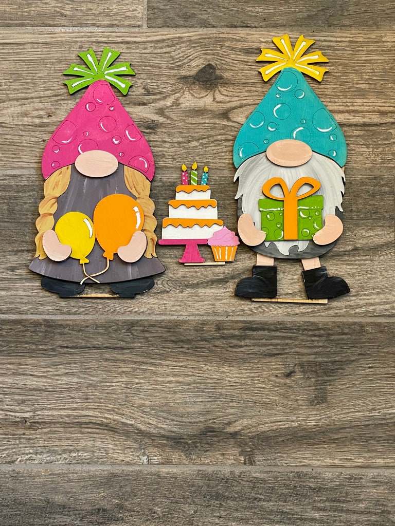 Birthday Freestanding Wood Gnome Outfits- Interchangeable Gnomes