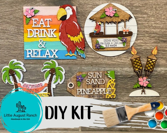 Paradise Tiered Tray - Parrot Themed Tiered Tray - Beach Decor - Tiki Hut Bar - Tiki Torch Blanks to Paint