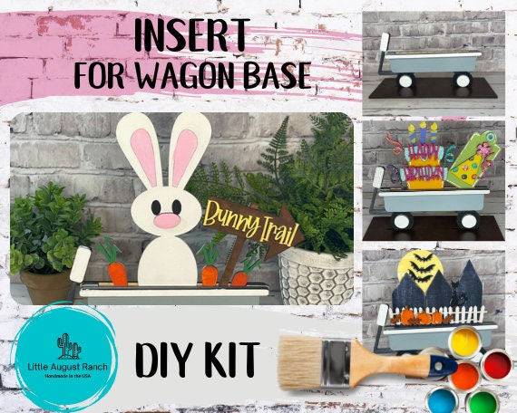 Easter Bunny Wagon Insert for Interchangeable Inserts - Unfinished Decor