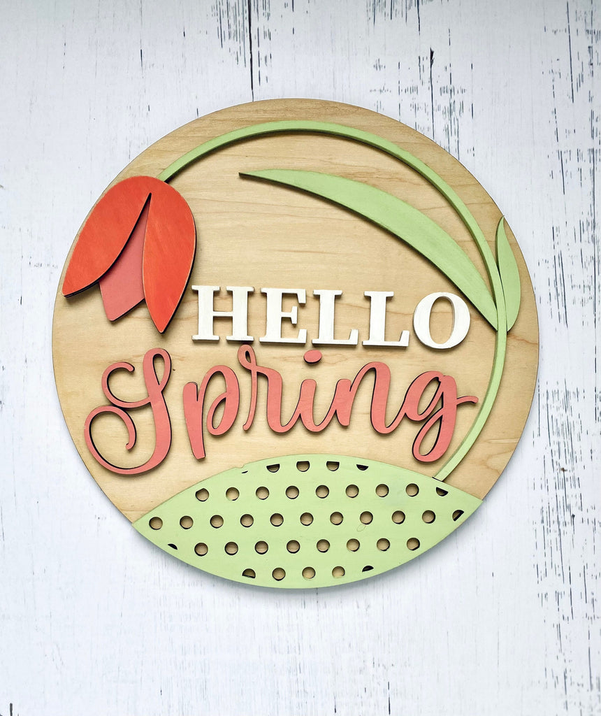 Hello Spring Door Hanger DIY Kit - Spring Paint Kit Wall Hanging