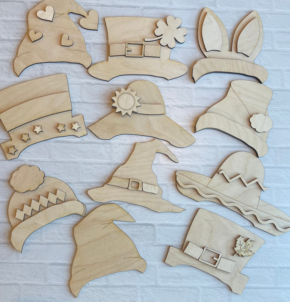 Extra Hats for 15" Gnome Door Hanger - Painting Kit