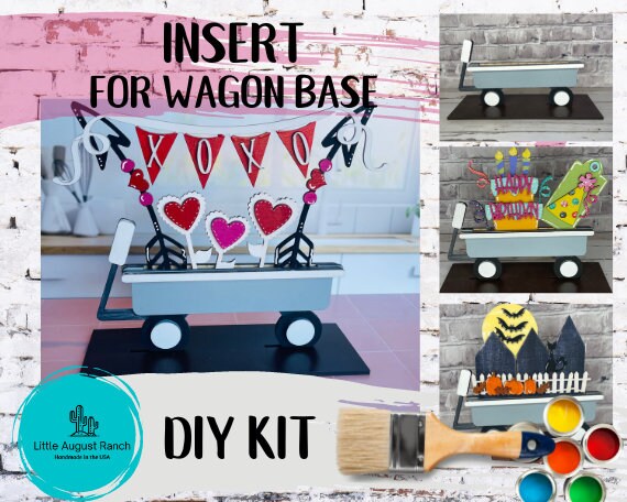 Valentine Wagon Insert for Interchangeable Inserts - Unfinished Decor - Freestanding Shelf Decor - Paint it Yourself DIY Ki