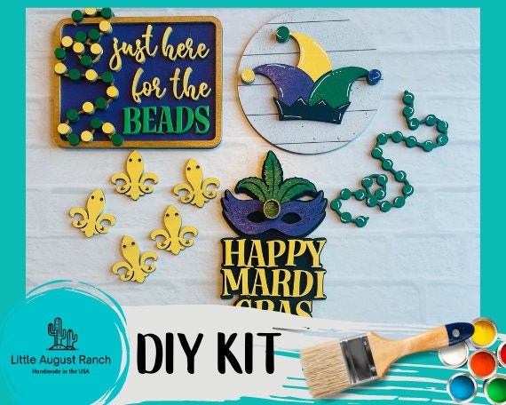 DIY Mardi Gras Tiered Tray - Fat Tuesday Tier Tray Bundle - New Orleans - Wood Blanks - Paint Kit