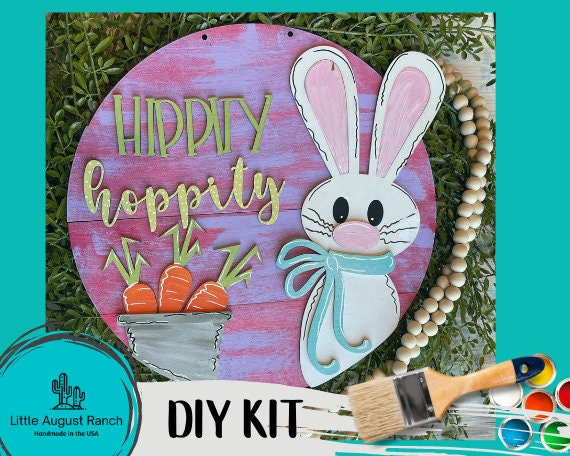 Hippity Hoppity Easter Bunny DIY Paint Kit - Door Hanger Craft Kit