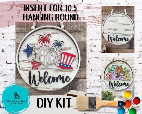 DIY American Door Hanger - 4th of July Insert for Interchangeable - Paint it Yourself