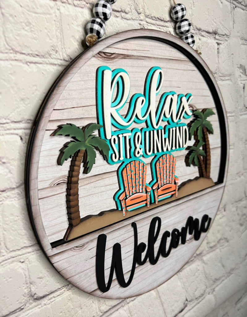 DIY Beach Interchangeable Door Hanger - Relax Welcome Insert for Interchangeable - Paint it Yourself