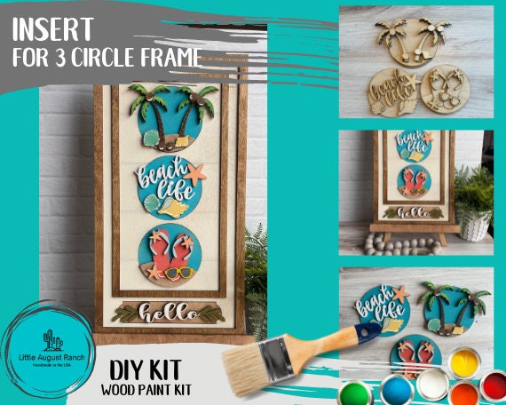 Beach Life Circle Trio DIY Wood Paint Kit for 3 Circle Frame - Interchangeable Decor