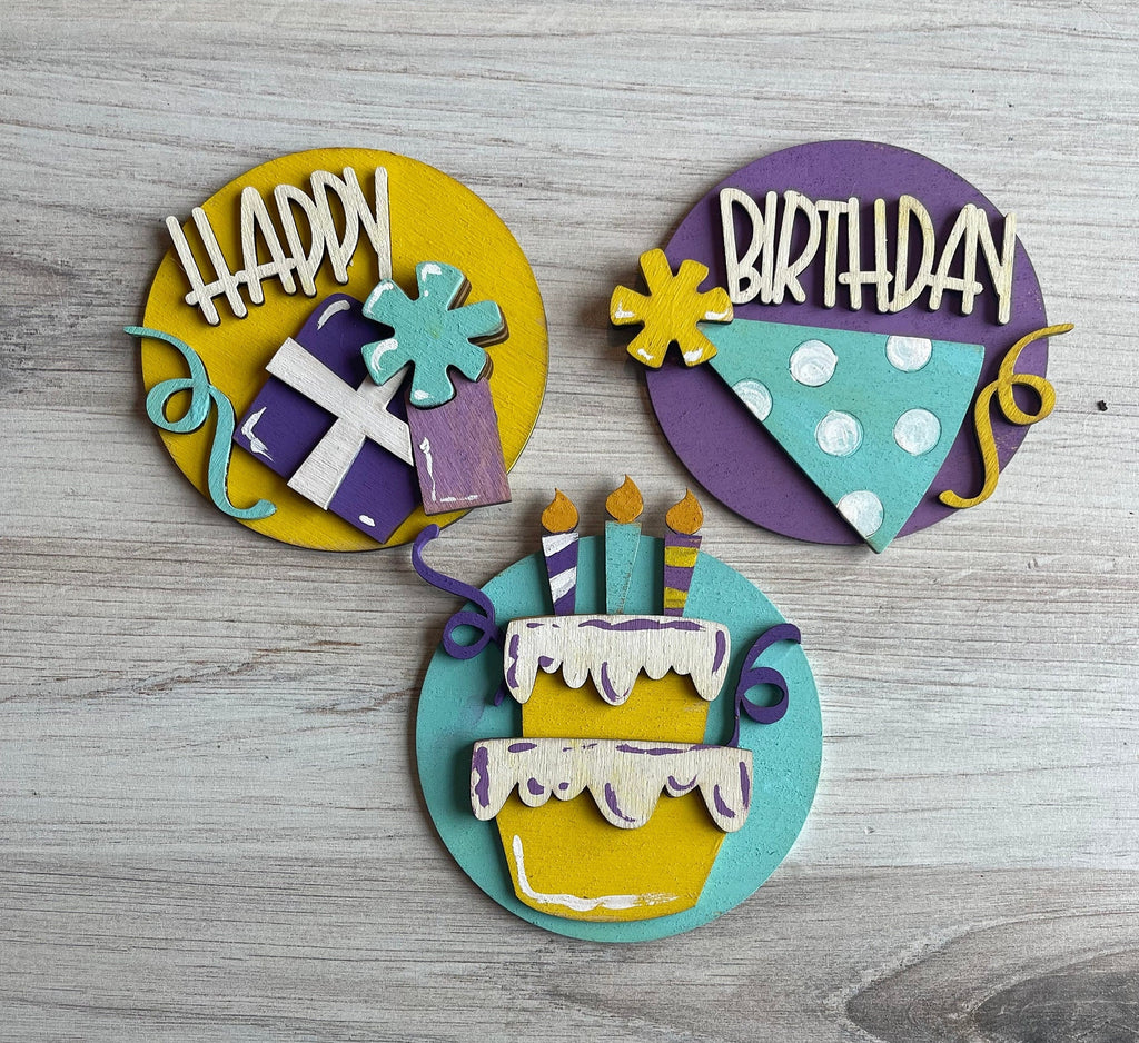 Birthday Circle Trio DIY Wood Paint Kit for 3 Circle Frame - Interchangeable Decor