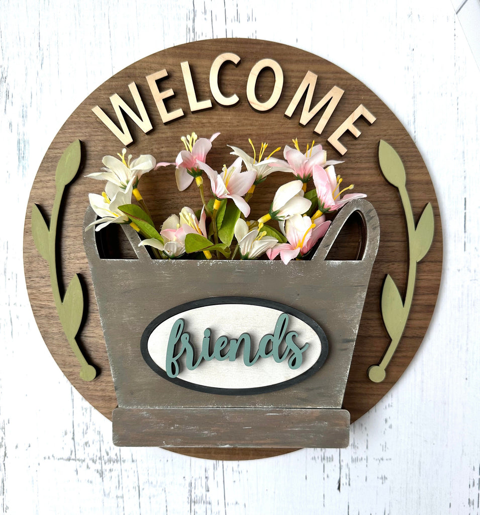 Welcome Flower Basket Door Hanger DIY Kit - Paint Kit Wall Hanging