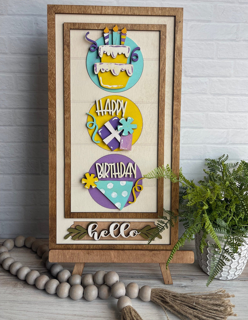 Birthday Circle Trio DIY Wood Paint Kit for 3 Circle Frame - Interchangeable Decor - Celebration Decor