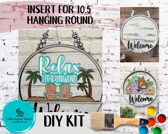 DIY Beach Interchangeable Door Hanger - Relax Welcome Insert for Interchangeable - Paint it Yourself