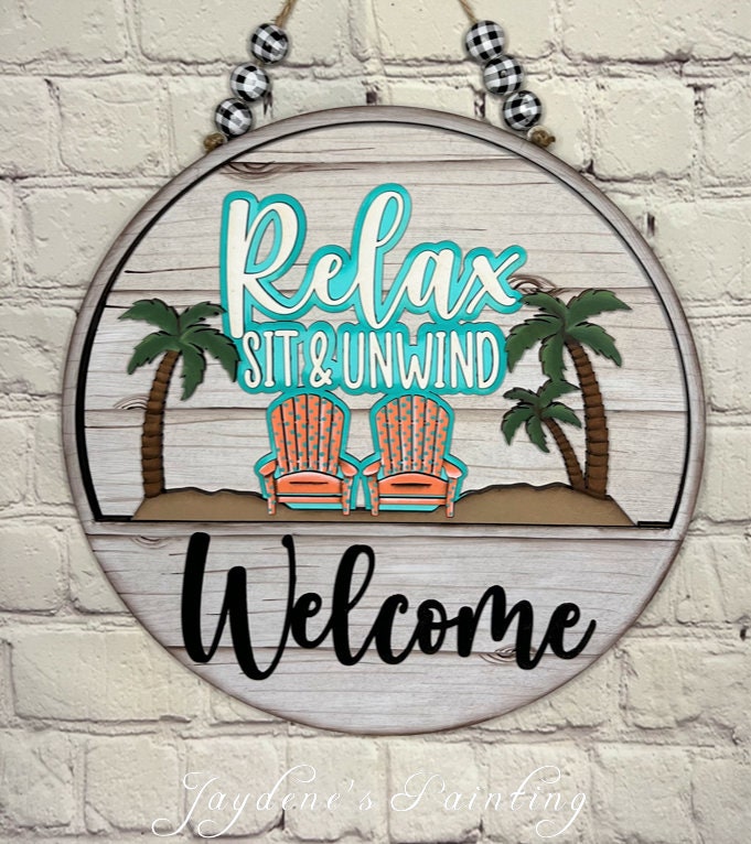 DIY Beach Interchangeable Door Hanger - Relax Welcome Insert for Interchangeable - Paint it Yourself