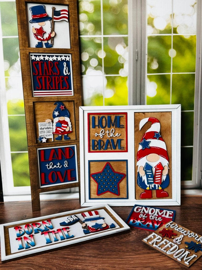 4th of July Square DIY Decor -Gnome DIY Bundle